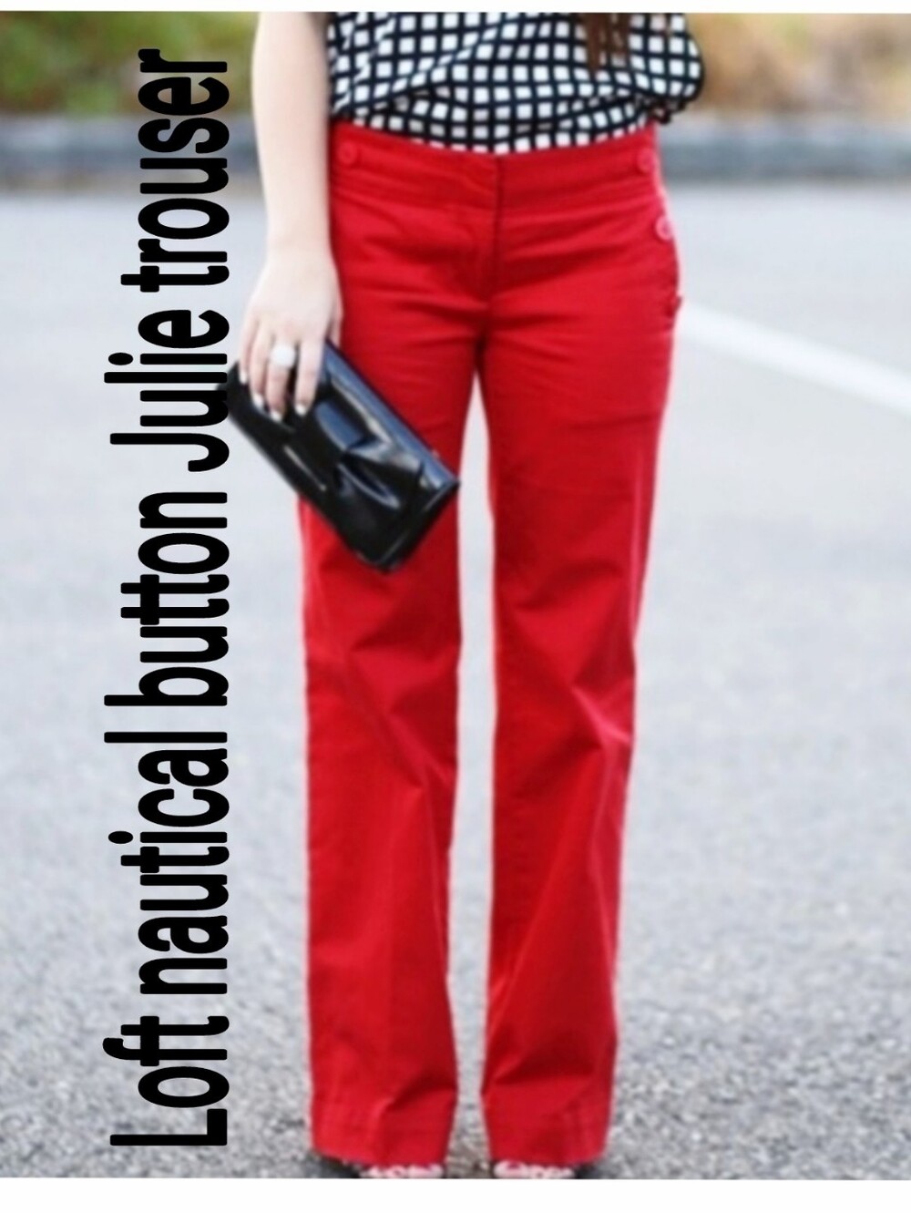LOFT Nautical Anchor Button Cotton Casual JULIE Trousers